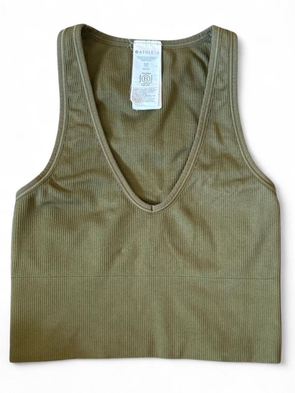 Athleta Womens Clean Girl Aurora Seamless Crop Tank Size XXS Olive Green